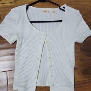 Cropped button down top